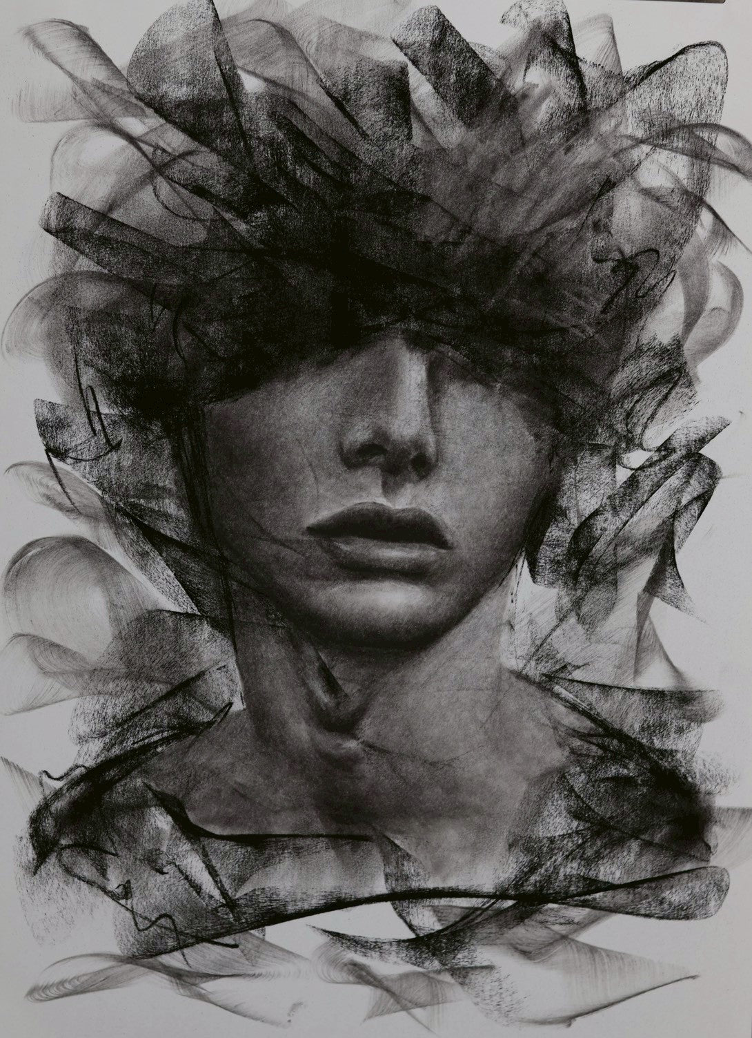 Charcoal Portrait Artwork: I Breathe Within Blindness