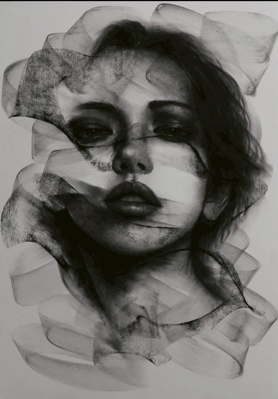 Charcoal Portrait Artwork Holding Nothing Back