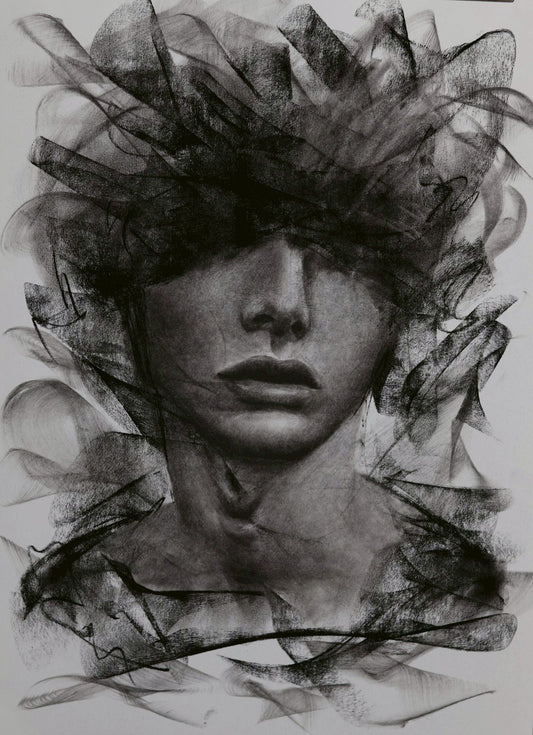 Charcoal Portrait Artwork I Breathe Within Blindness