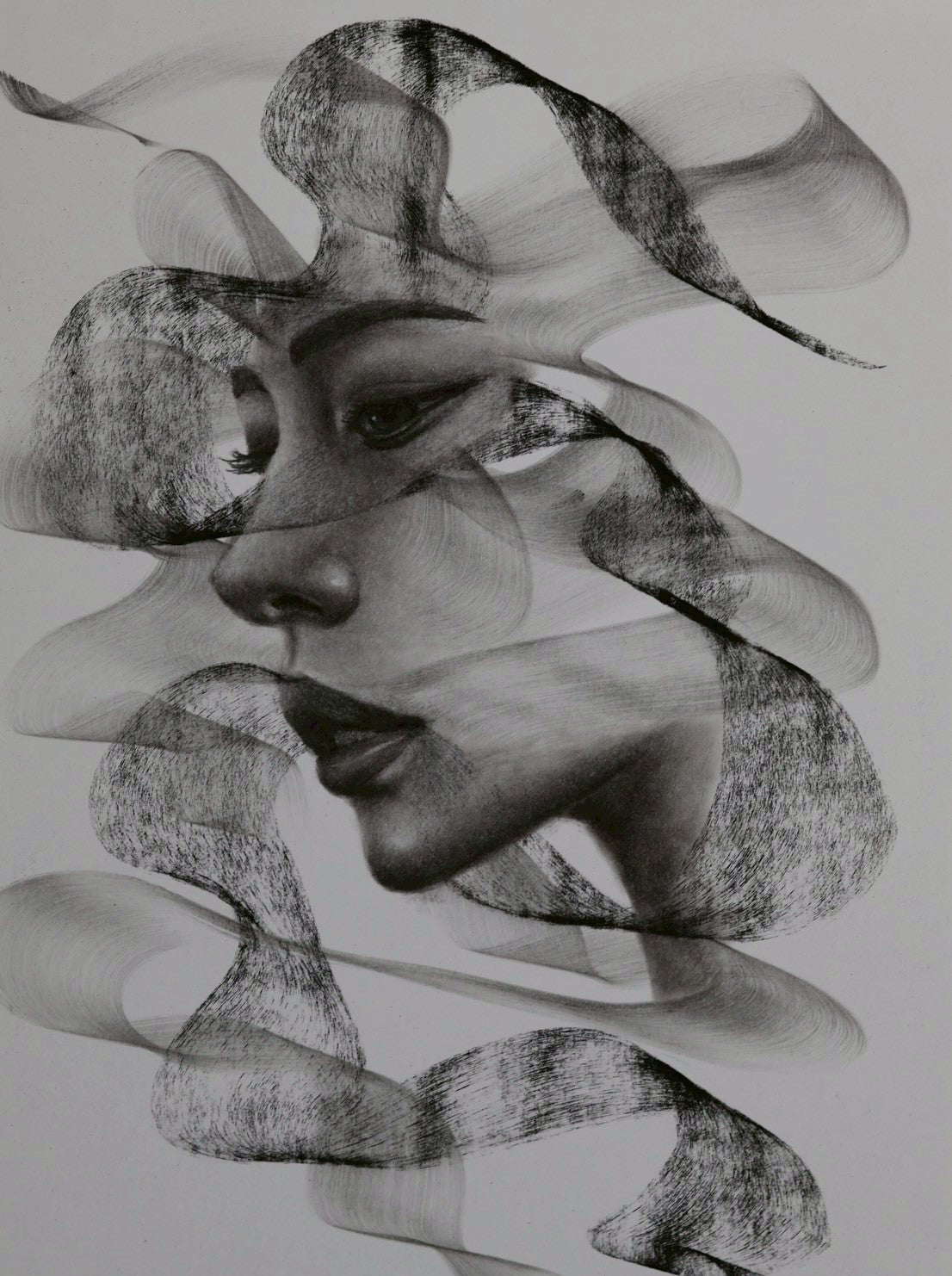 Charcoal Portrait Artwork Where the Mind Softens