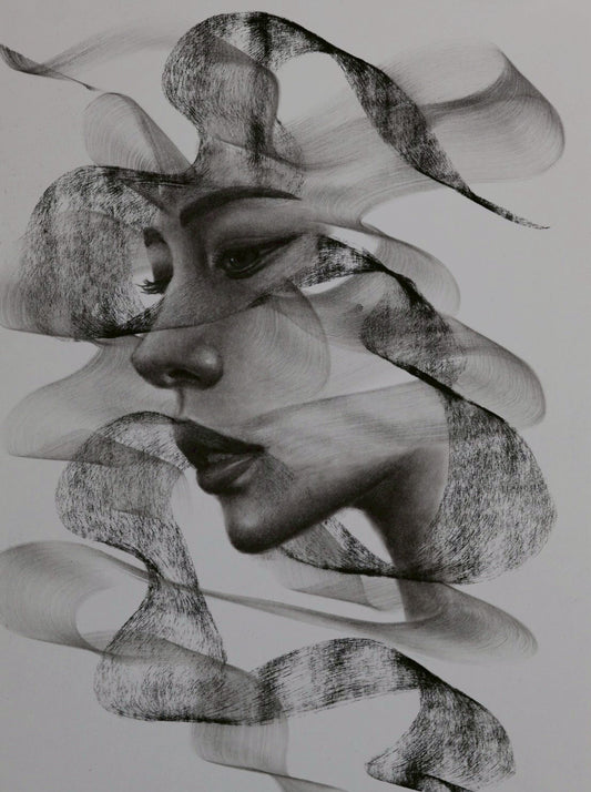 Charcoal Portrait Artwork Where the Mind Softens